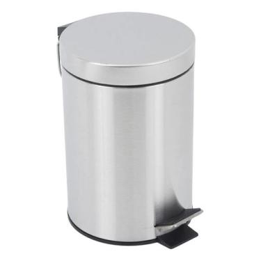 Imagem de Lixeira Banheiro Prata 3l 26x17cm Aco - Brazil Home Living