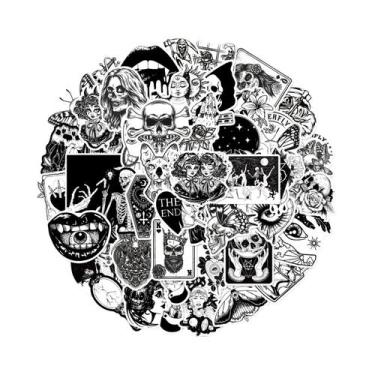 Imagem de Adesivos Góticos De Caveira E Esqueleto Punk De Terror, 50 Peças Para 