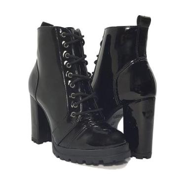Imagem de Bota Coturno Salto Alto Verniz Dom Amazona Numeros Grandes Cd 403 - DO