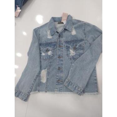 Imagem de Jaqueta Jeans Feminina Com Strass Tam G - ZM Store 