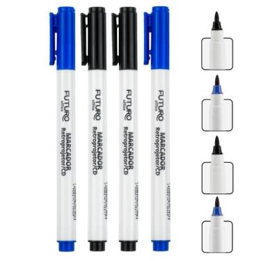 Imagem de Kit Caneta Fina Marcador Retroprojetor Com 4 Cores Ponta 3mm - Futuro 