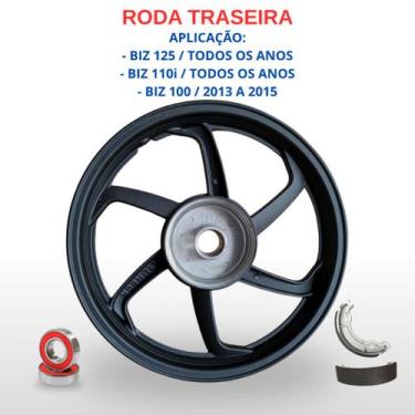 Imagem de Roda Traseira Liga Leve 6 Palitos Biz 110i Freio A Tambor - Fabreck, R