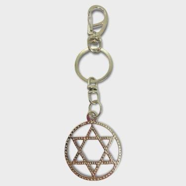 Imagem de Chaveiro Estrela de Davi Em Metal Níquel Aro 14 Cm - Filho da Lua