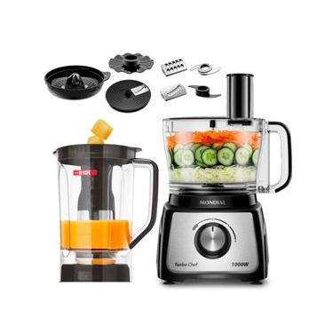 Imagem de Multiprocessador de Alimentos Mondial Turbo Chef 9 em 1 MPN-01-BF 2 Velocidades + Pulsar 1000 W Preto,Inox / 110