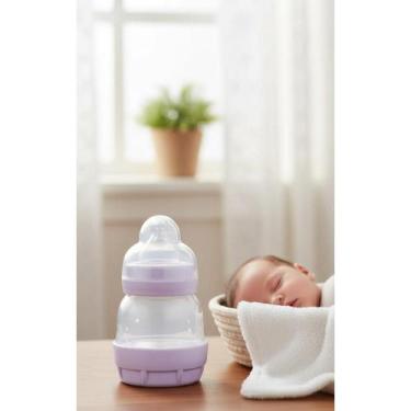 Imagem de 2x Mamadeira 130ml Bico 0m+ Fluxo Lento Rosa Segura - Congratulations 