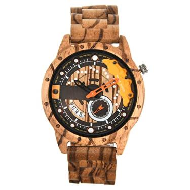 Imagem de Relógios de madeira para homens, relógios de pulso de quartzo, pulseira de madeira feita à mão, relógio luminoso de exibição de data de rolagem para presentes de pais masculinos, cáqui1