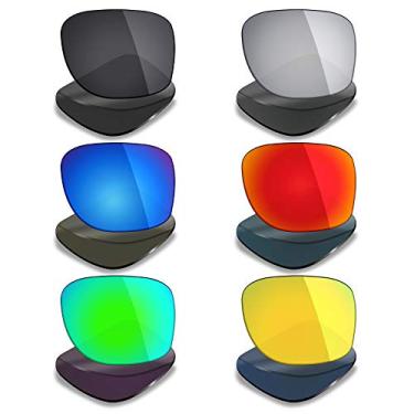 Imagem de 6 pares de lentes polarizadas de reposição Mryok para óculos de sol Oakley Latch SQ – Stealth preto/vermelho fogo/azul gelo/prata titânio/verde esmeralda, ouro 24K