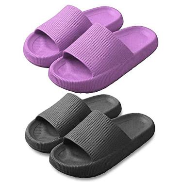 Imagem de KIT 2 Chinelos Feminino Nuvem Slide Super Macios - Preto/Rosa - 36