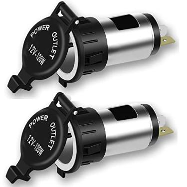 Imagem de Tomada de tomada de isqueiro de 12V 120W, tomada de tomada de isqueiro Airlxf, 2 peças, adaptador de tomada para isqueiro de carro, adaptador de tomada à prova d'água para motocicleta, carro, barco, trator