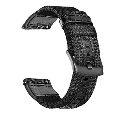 Imagem de Olytop Para Galaxy Watch 3 pulseiras de 45 mm/pulseiras de 46 mm/Gear S3 Frontier Bands – 22 mm de nylon premium de liberação rápida com pulseira de couro para Samsung Gear S3 Frontier/Smartwatch Clássico – Preto