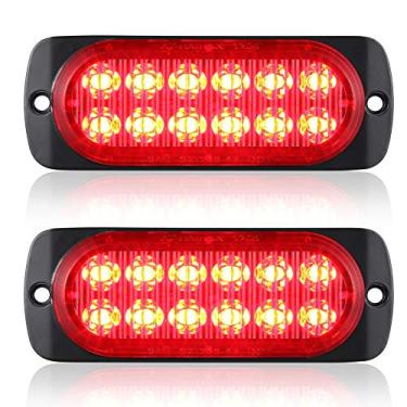 Imagem de AT-HAIHAN Pacote com 2 lâmpadas traseiras de freio de freio com LED vermelho para carcaça, iluminação de montagem em superfície à prova d'água compatível com DOT para trator de caminhão, Jeep RV
