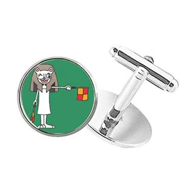 Imagem de DIYthinker Abotoaduras com clipe de punho redondo para múmia com desenho de handebol