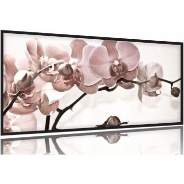 Imagem de Quadro Flores Orquídeas Para Sala Recepção 130x60 Moldura Preta 2x2