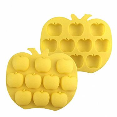 Imagem de Pacote com 2 moldes de silicone de maçã – Molde de maçã MoldFun para chocolate, topo de cupcake, gelatina, doces, gomas, cubo de gelo, biscoito, muffin, mini sabonete