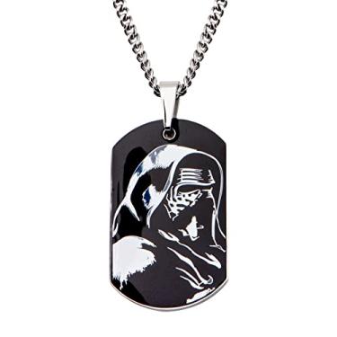 Imagem de Star Wars Colar masculino com pingente de placa de identificação de cachorro de aço inoxidável Kylo Ren, Episódio 7, 56 cm