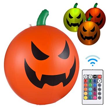 Imagem de Tingpai Globo ocular inflável de 23 polegadas luzes led deco ções de halloween globos oculares luminosos com controle remoto 16 cores rgb 4 modos de luz 10 níveis de brilho pa festa indoor outdoor ja