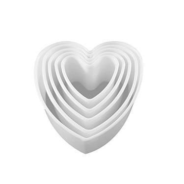Imagem de Cortador de biscoito de 10 cm em formato de coração conjunto de 5 peças de plástico branco da Topenca Supplies
