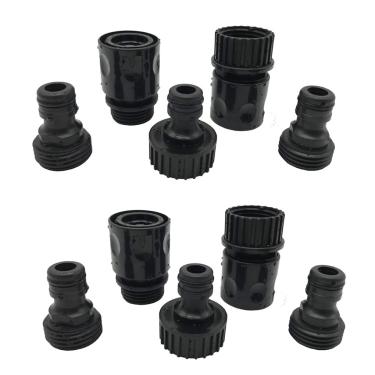 Imagem de Conjunto de conectores de mangueira de jardim de plástico macho e fêmea – Kit de conexão de liberação rápida, conjunto de adaptadores de rosca de mangueira de água (preto, 2 conjuntos/10 peças)