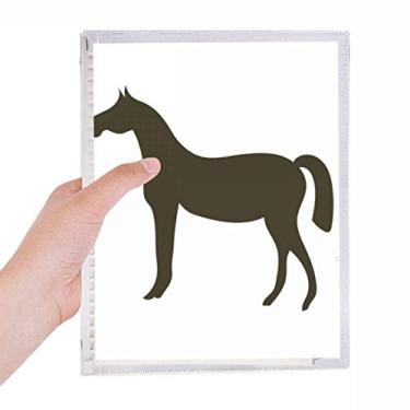 Imagem de Caderno de retrato de animal de cavalo preto, diário de folhas soltas recarregável, papelaria