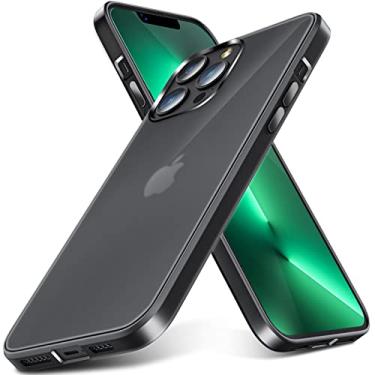 Imagem de ORIbox Capinha de Celular para iPhone 13 Pro, Capa de Proteção à Prova de Choque e Anti-queda, Capa Fosca Translúcida com Bordas Macias, Leve, Platina Ultrafina Preta