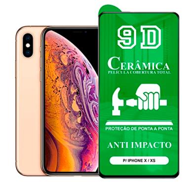 Imagem de Película Compatível com iPhone X e XS - 9D Cerâmica Protetora Resistente Anti Impacto Queda Choque Shock Flexível Nano Gel Compatível 3D 5D 100D