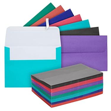 Imagem de Pacote com 100 envelopes A4 – 10,7 x 15,2 cm – Envelopes de foto com aba quadrada – Envelopes de convite para convites de casamento – 100 g/m2, cores sortidas