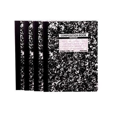 Imagem de Mintra Office Livros de redação - Capa de papel (pacote com 4, Comp de mármore preto - Pautado largo)