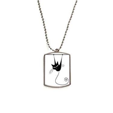 Imagem de DIYthinker Climb Rail Colar de aço inoxidável com pingente de gato preto Halloween Animal