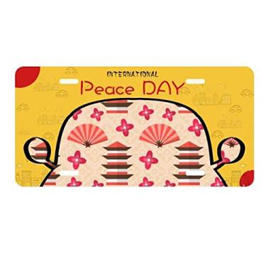 Imagem de DIYthinker Placa de carro Sakura com ventilador de torre do Templo Japão, etiqueta decoração de carro