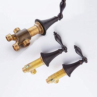 Imagem de Válvula de controle de interruptores de latão de água quente e fria para banheira conjunto de torneira, chuveiro de banheira, montagem sentada ou na parede, suporte duplo de controle duplo