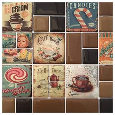 Imagem de Pastilha Adesiva Coffee Time Vintage Resinada Kit 4 Placas