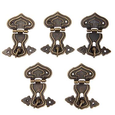 Imagem de 5pcs vintage antique bronze hasps decorativo jóias presente caixa de madeira hasp retro mala de viagem gancho de trava com parafusos hardware 63x47mm YYDFPIIA