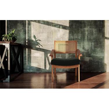 Imagem de Poltrona Decorativa Sala Vitrola Oppa Design - Nozes e Tecido Verde