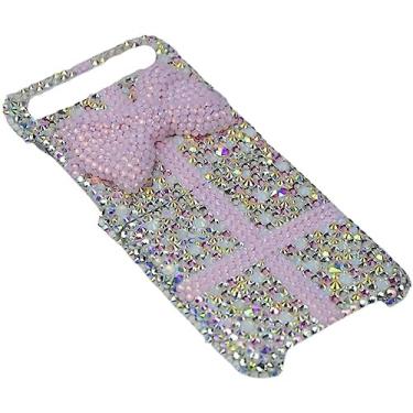 Imagem de Para Samsung Galaxy Z Flip 4 3 2 5G Strass Crystal Shinny Cute Pearl Bow Case Cover Phone Case, sem corrente, para Z Flip 2