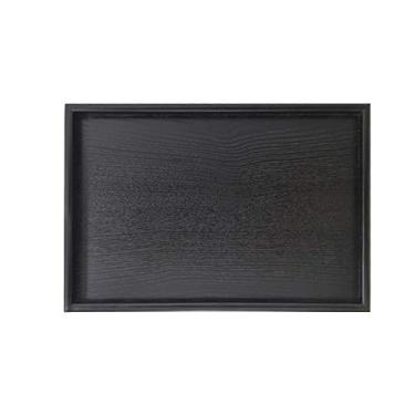 Imagem de Bandeja de alimentos Rec madeira preta maciça chá café lanche comida refeições bandeja prato para restaurante (30*20*2cm)