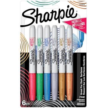 Imagem de Sharpie+2029678+Fine+Ponto+Metálico+Permanente+Marcadores+Sortidos+Cores+6+Contagem