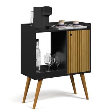 Imagem de Aparador Buffet Cantinho Café Retro 1 Porta Modelo Linus - Quality Móveis (PRETORIPADO)