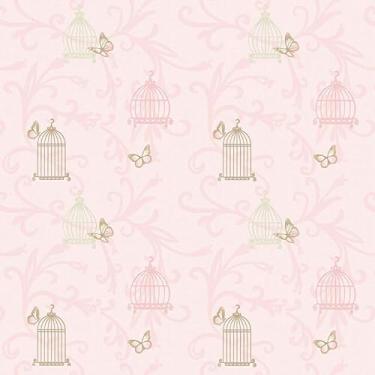 Imagem de Papel de Parede Adesivo Infantil Borboletas Com Fundo Rosa 1m