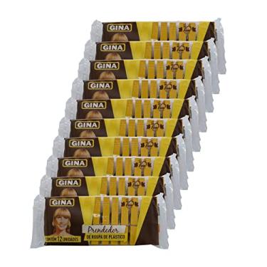 Imagem de Kit 10 Dúzias Pregador de Plastico Gina para roupas tecidos varal lençol decoração 120 un Cor:amarelo