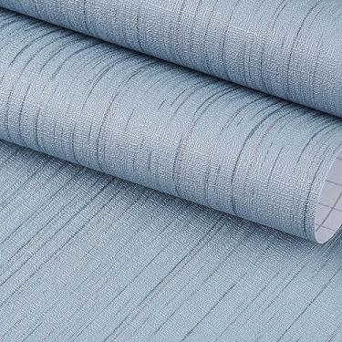 Imagem de FunStick Papel de parede azul cinza com pano de grama destacar e colar papel de parede azul texturizado 40 cm x 1,2 m