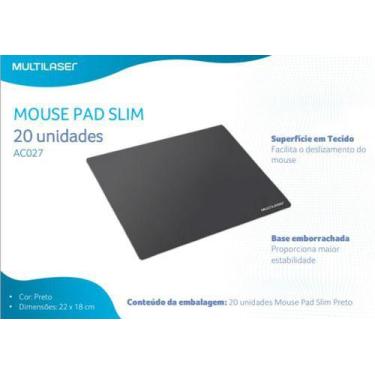 Imagem de Mouse Pad Multilaser Stander Slim Ac027 22X18cm Preto 20 Pçs