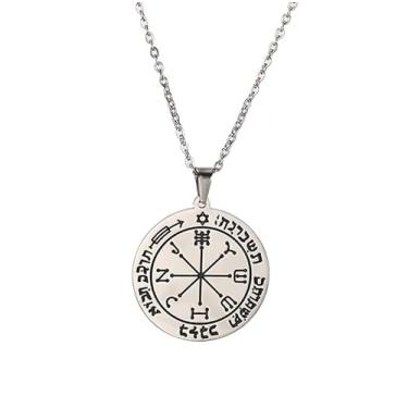 Imagem de Colar masculino sexto pentáculo de Marte, chave de Salomão, o Rei, selo Wicca, pentagrama de aço inoxidável, pingente talismã para proteção joias presentes, 0.98*1.06inches, Aço inoxidável, Sem Pedra