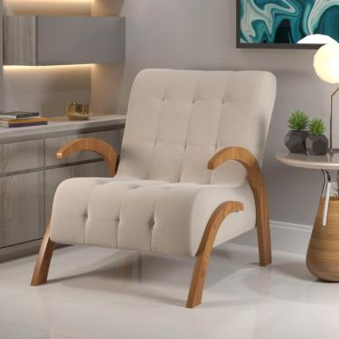 Imagem de Poltrona 65cm Linho Bari Viero Móveis - Mel/Linho Bronze