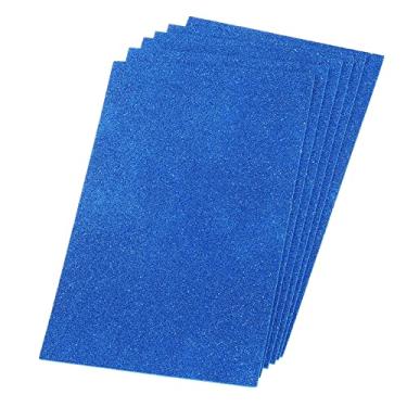 Imagem de PATIKIL Folhas de espuma EVA com glitter, papel macio, autoadesivo, 29 x 19 cm, azul escuro para projetos de bricolage, pacote com 6