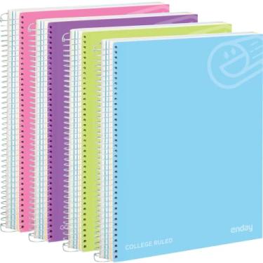 Imagem de Caderno de 5 assuntos em espiral pautado para faculdade, 180 folhas, perfeito para escrever esboços em sala de aula, casa, escritório (pacote com 4) da Emraw