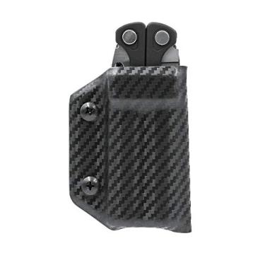Imagem de Clip & Carry Kydex Capa multiferramenta para o Leatherman CHARGE – Feita nos EUA – Capa para coldre para várias ferramentas EDC – Fibra de carbono preta