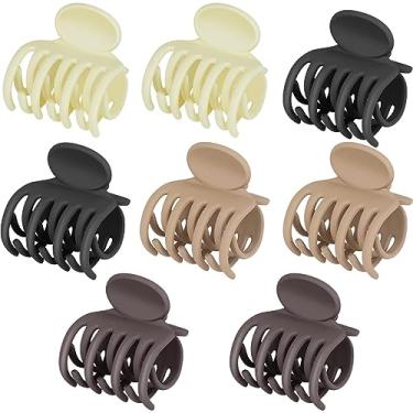 Imagem de KAUND Grampos de cabelo 8 peças de 4 cm para cabelos finos, grampos de garra foscos antiderrapantes de tamanho médio para mulheres, grampos de garra de dentes de linha dupla com cor neutra (embalagem com 01-8)