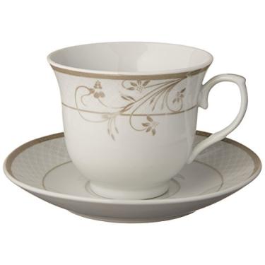 Imagem de Lorenzo Import Conjunto de chá/café com design floral (serviço para 4), prata