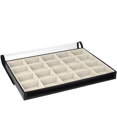 Imagem de Bandeja Grande BIG Porta Joias Caixa Organizadora Expositor Joias Bijuterias Guarda Joias com Capa (Gelo)