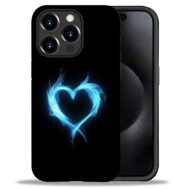 Imagem de DAIZAG Capa compatível com iPhone 15 Pro Max, capa de TPU macio de plástico com padrão completo de coração azul para iPhone 15 Pro Max, capa de canto de proteção dupla para iPhone 15 Pro Max de 6,7